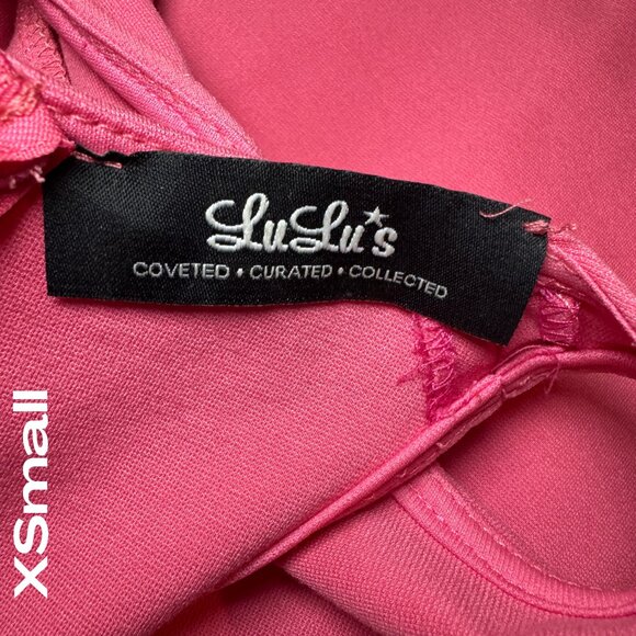 LuLu's XSmall Hot Pink Bodycon Dress with Asymmetric Hemline - Picture 5 of 5